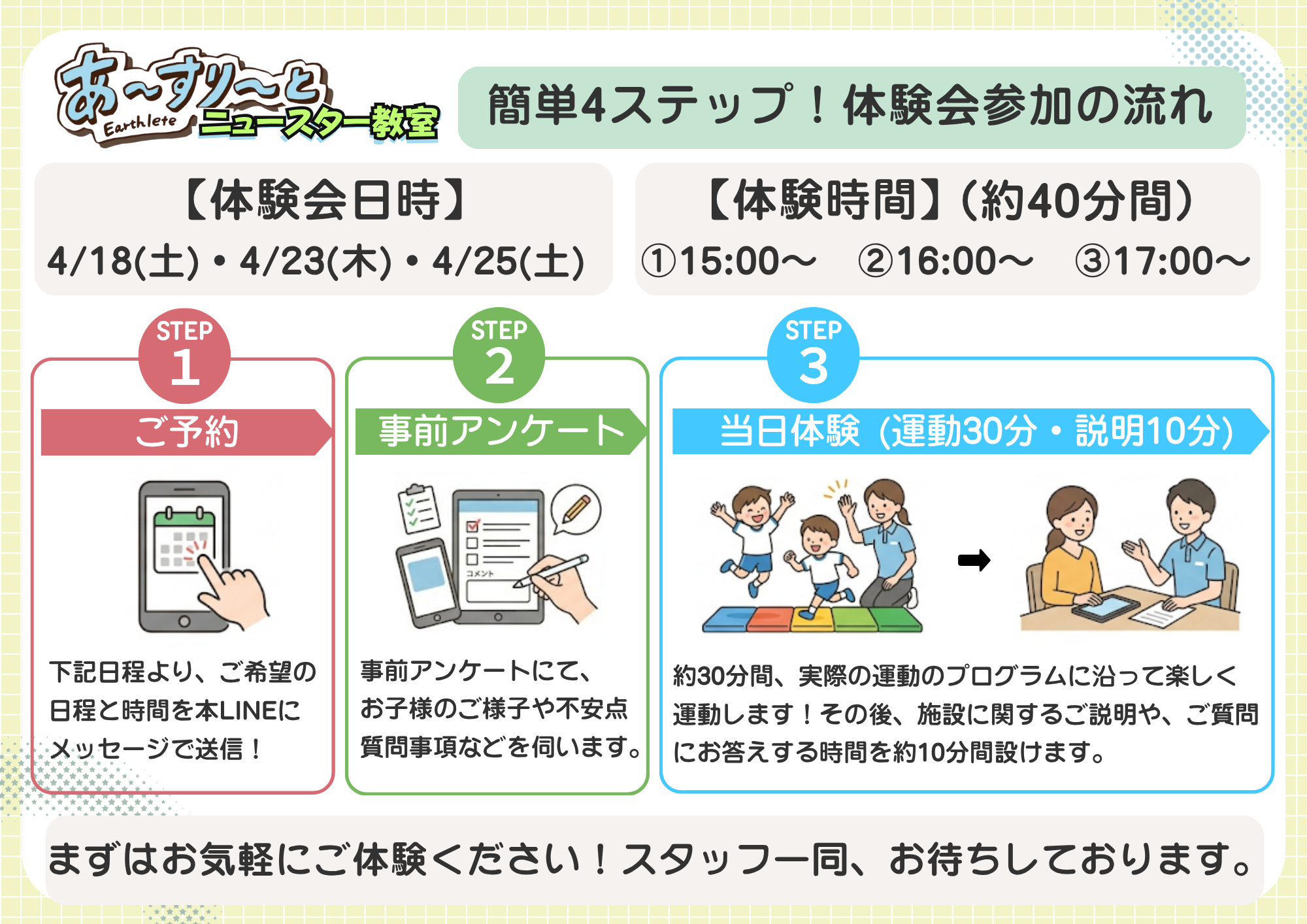 体験会参加の流れ